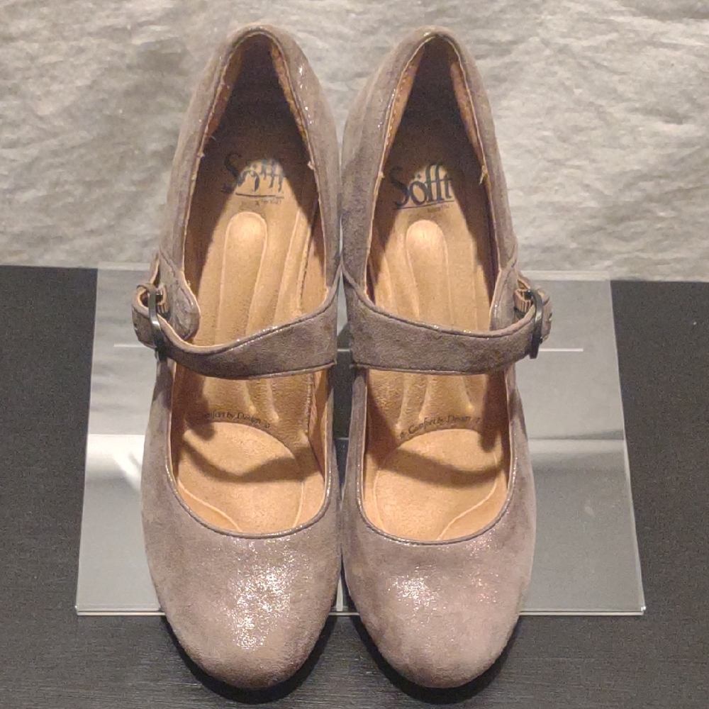 Sofft Women's Shimmering Taupe Mary Jane Heels Size 9.5m